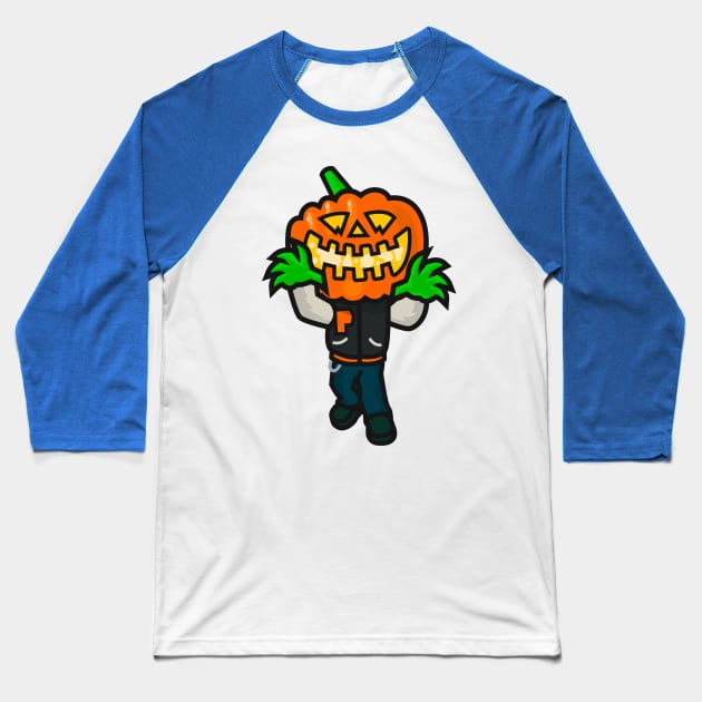 Varsity Pumpkin Creepin Baseball T-Shirt by DangerHuskie